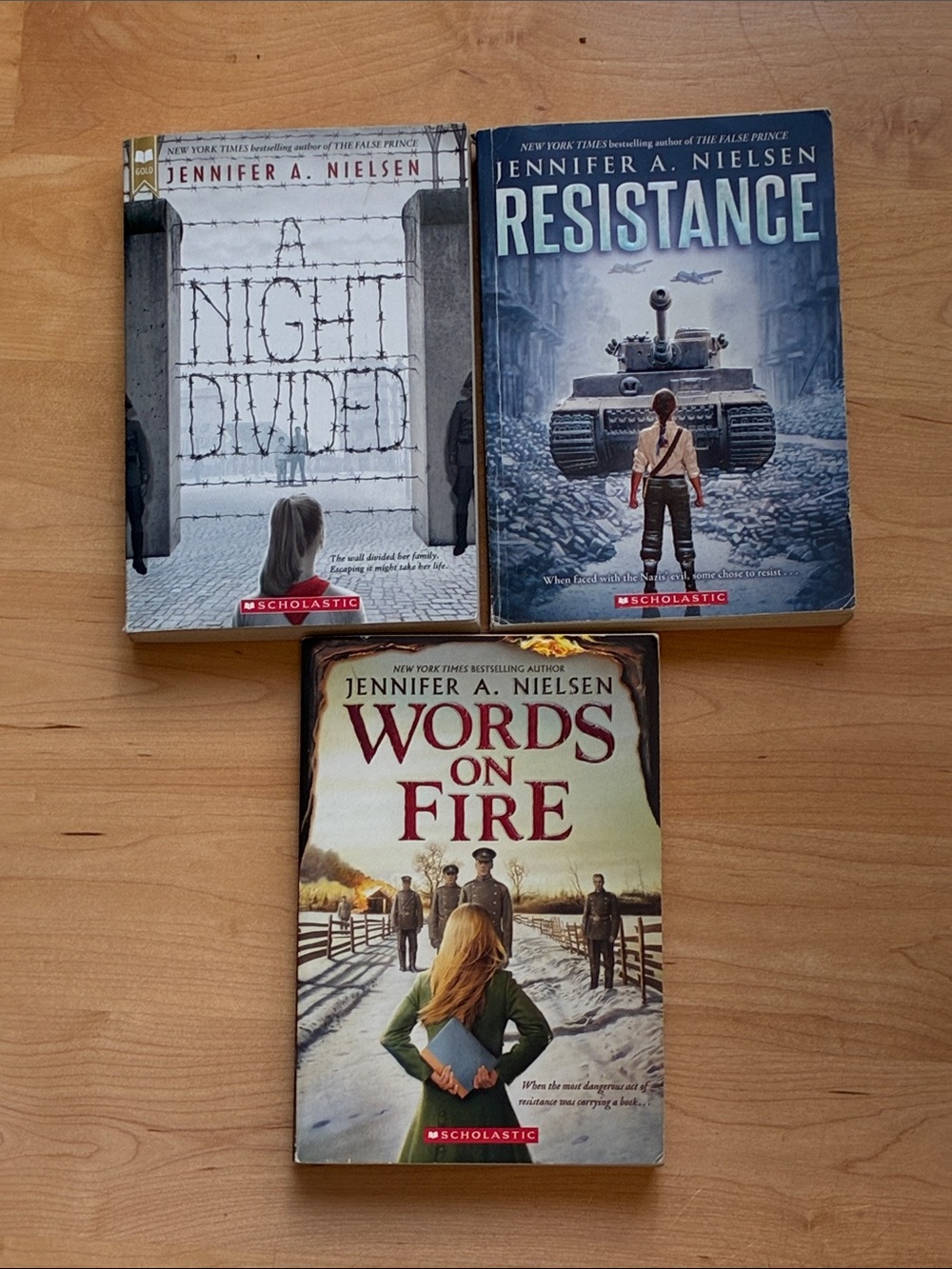 Scholastic Jennifer A. Nielsen Three-Book Set - Blue, Brown, Gray Covers